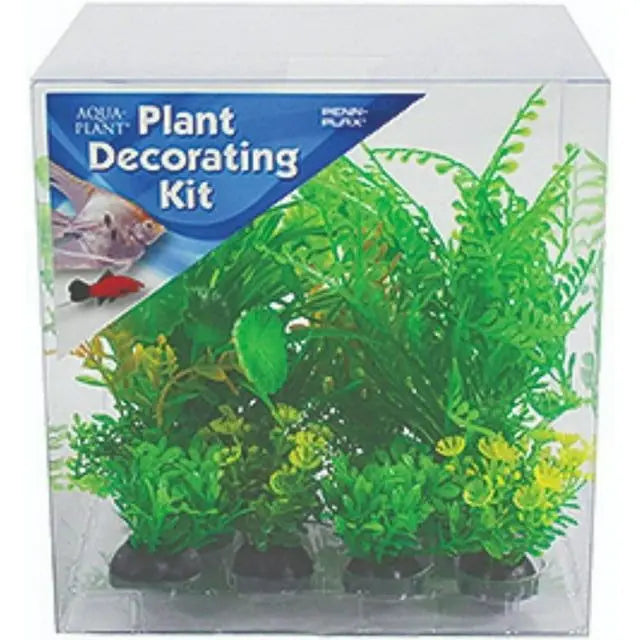 Penn Plax Aqua Plant Decor Kit - 6-Piece Green Artificial Aquarium Decorations
