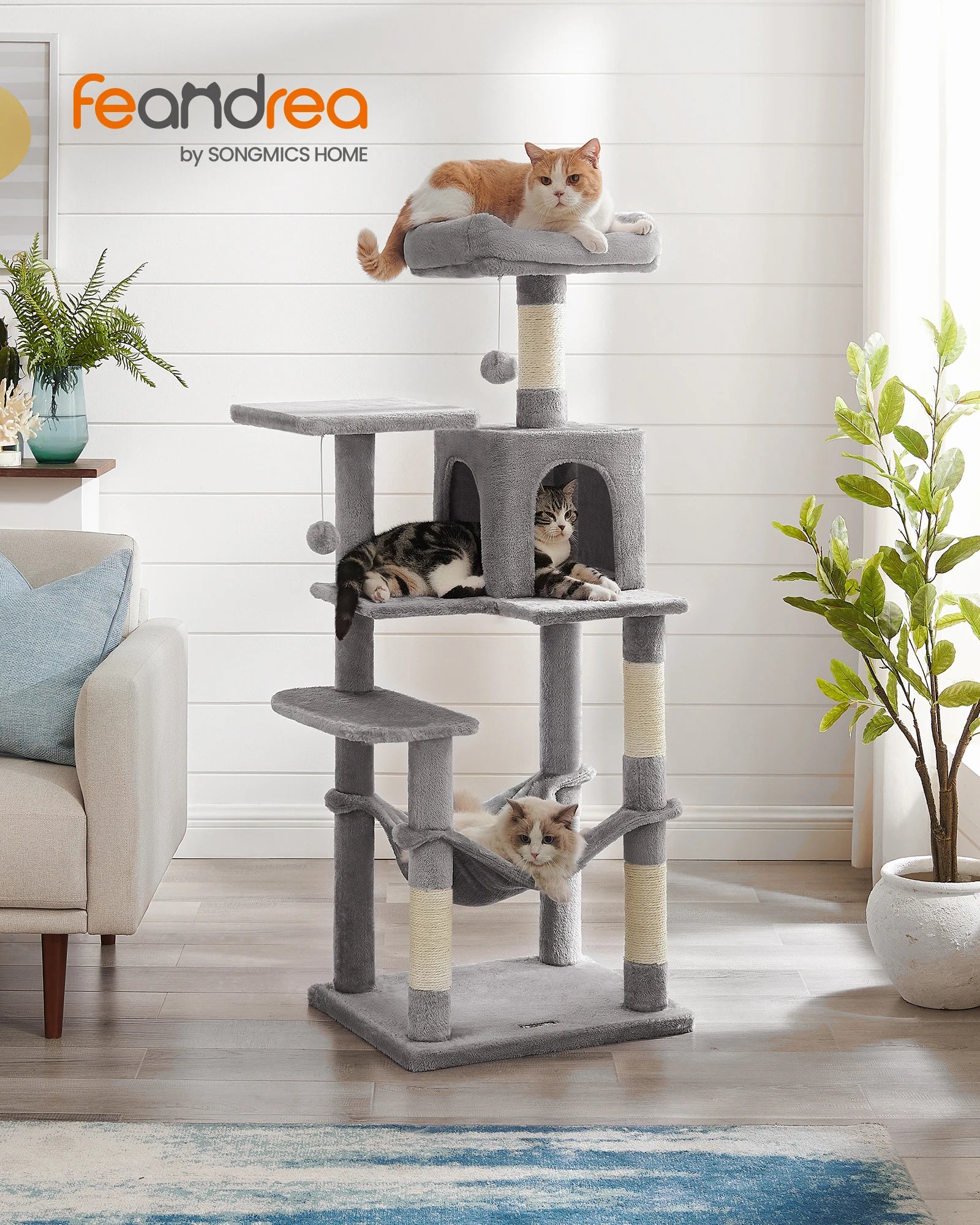 Feandrea Cat Tree (56.3") - Multi-Level Cat Tower for Indoor Cats