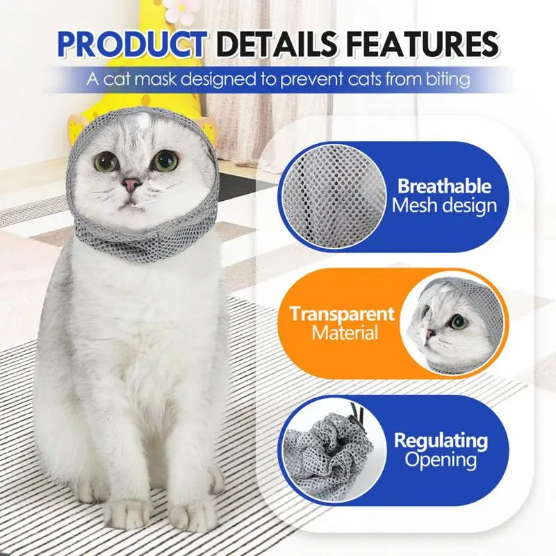 Cat Hood Anti-Bite Breathable - Kitten Face Protection Muzzle
