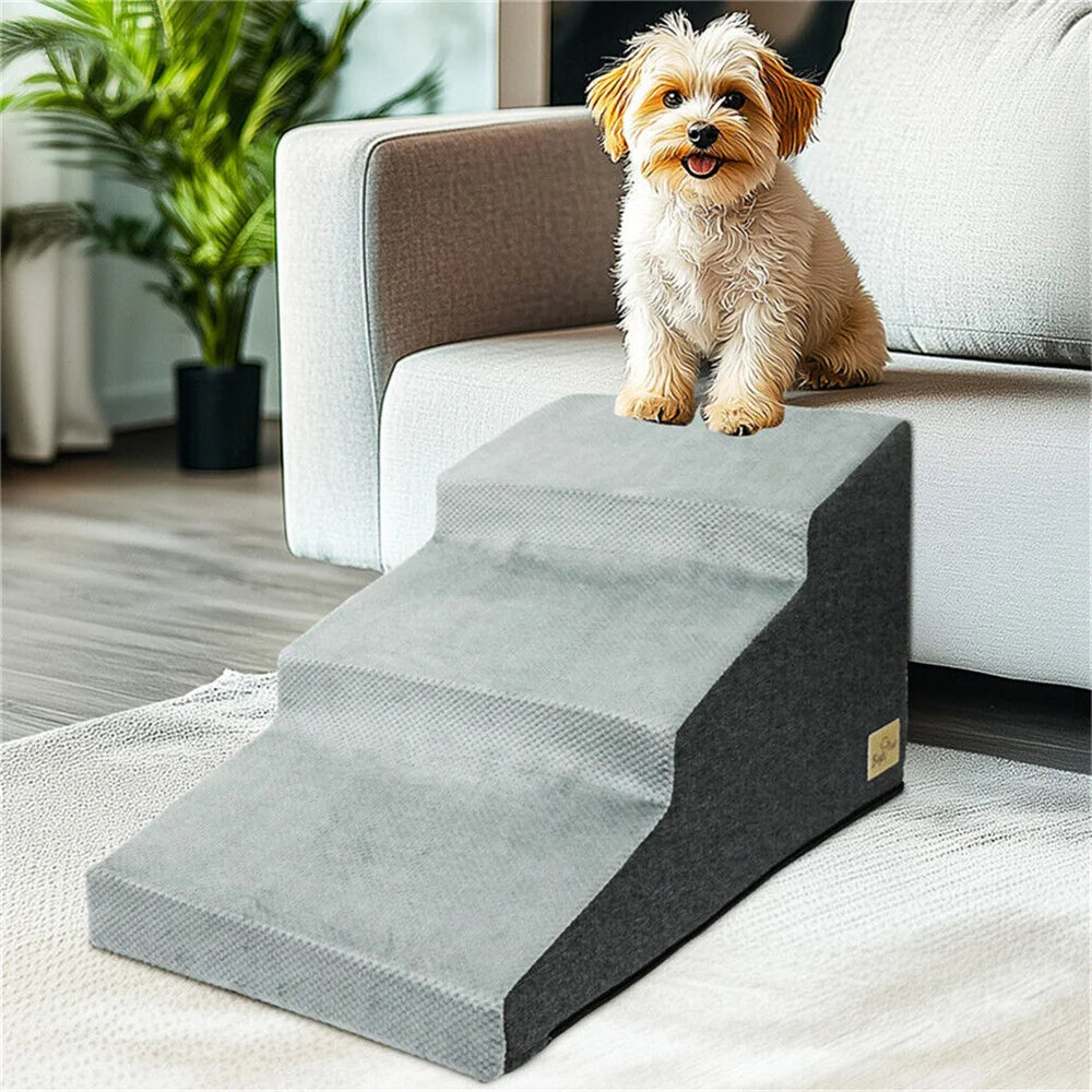 Pet 3/4 Step Stair Dog Cat Ramp - High-Density Foam Stairs