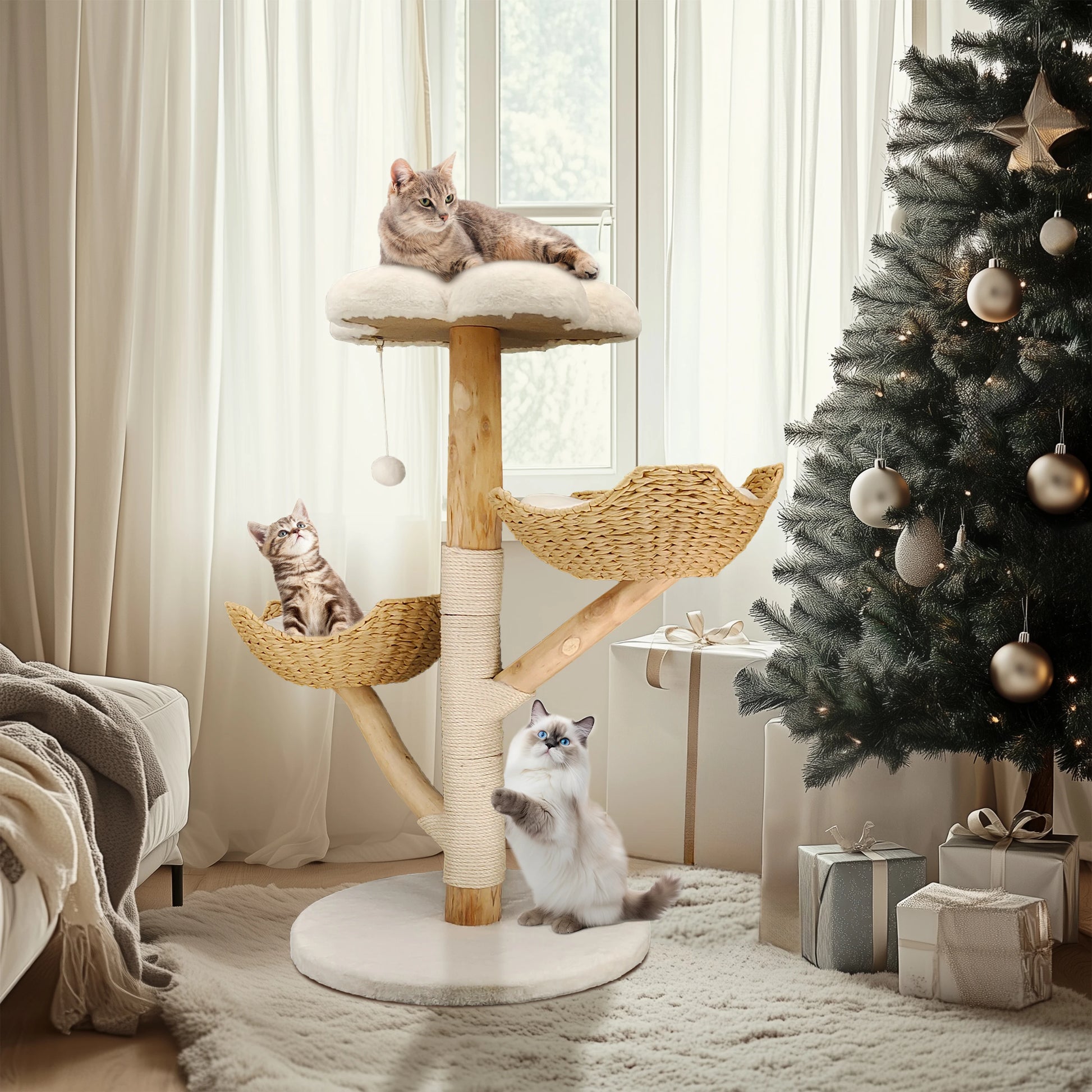 Bingopaw Cat Tree Tower Condo - Multi-Level Scratch Post for Kittens