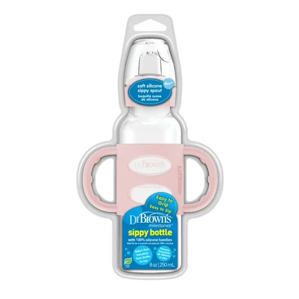 Dr. Brown's Light Pink 100% Silicone Narrow Sippy Bottle - 8oz/250mL