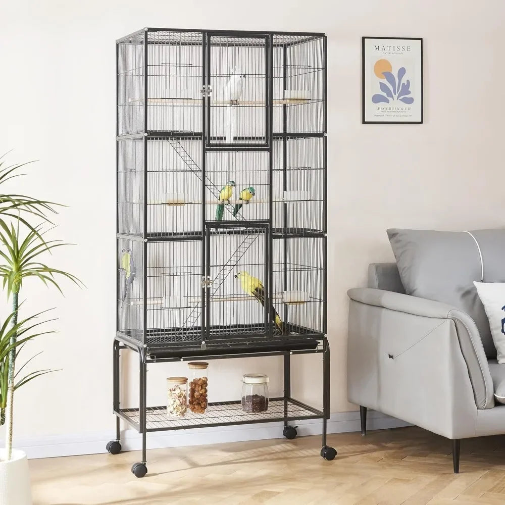 Height Large Bird Cages - Parrot Cage Wide Flight Metal Cage