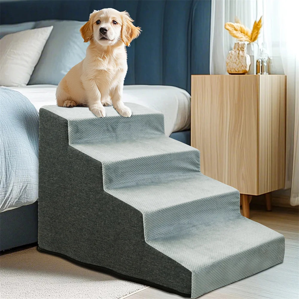 Pet 3/4 Step Stair Dog Cat Ramp - High-Density Foam Stairs