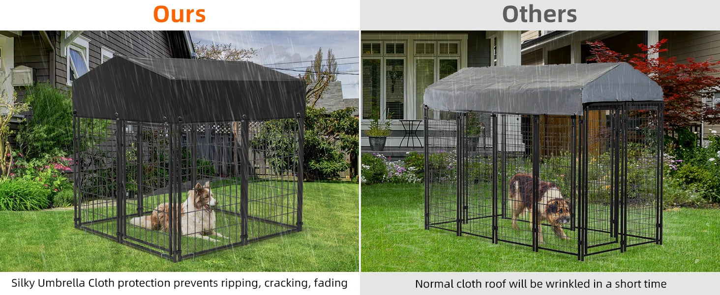 Heavy Duty Large Dog Kennel - Pet Welded Metal Playpen with Roof