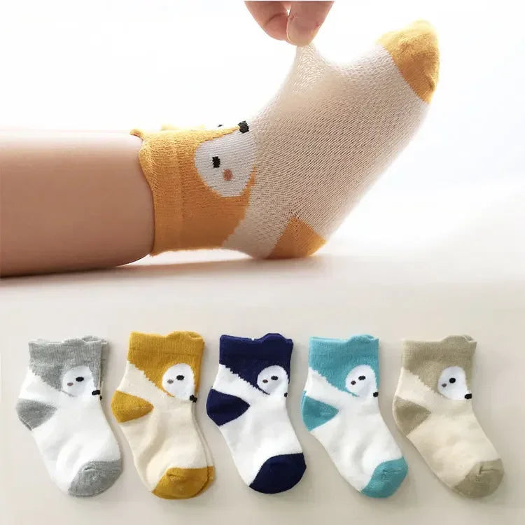 5 Pair/Lot Cotton Baby Socks - Mustache Print for Girls & Boys