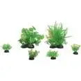 Penn Plax Aqua Plant Decor Kit - 6-Piece Green Artificial Aquarium Decorations