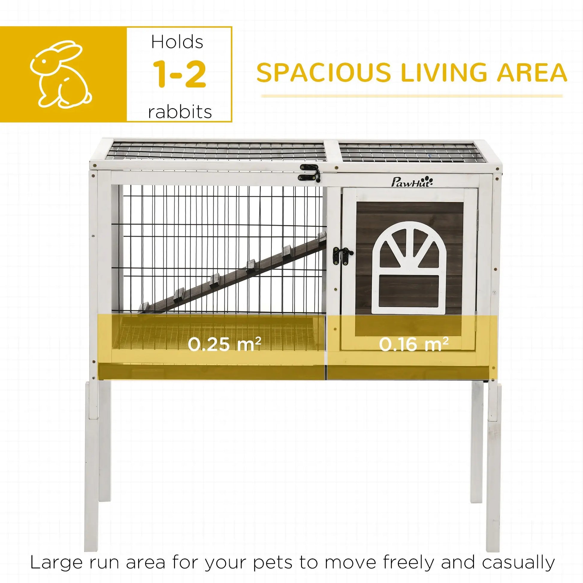 Indoor Coffee-Colored Wooden Rabbit Hutch - Guinea Pig Cage