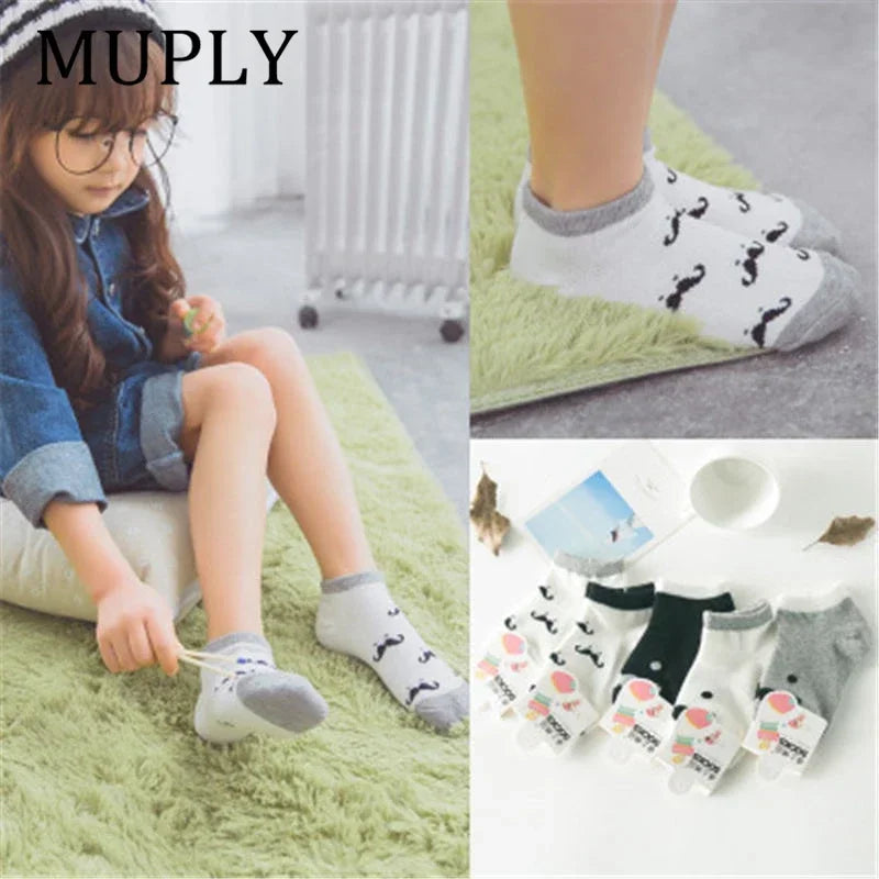 5 Pair/Lot Cotton Baby Socks - Mustache Print for Girls & Boys