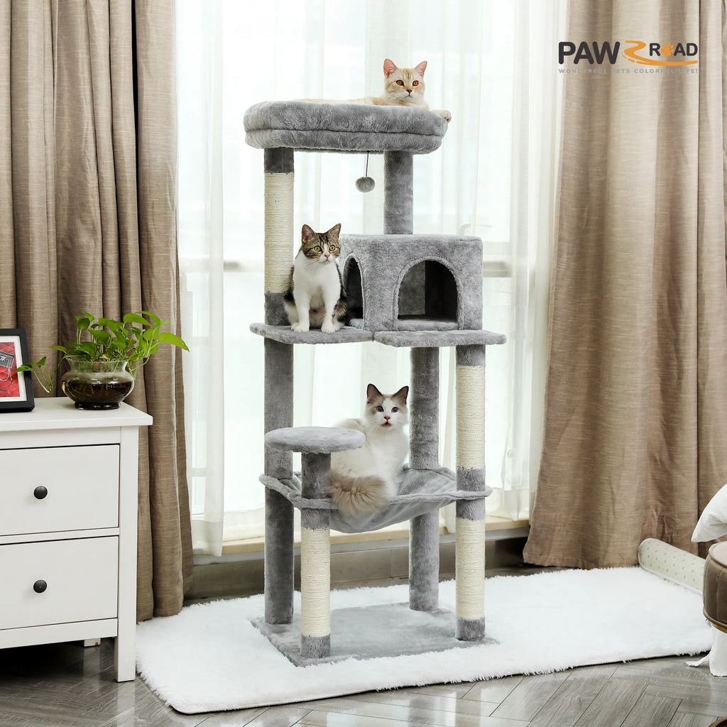 5-Level Cat Tower for Large Cats - Condo, Hammock & Perch