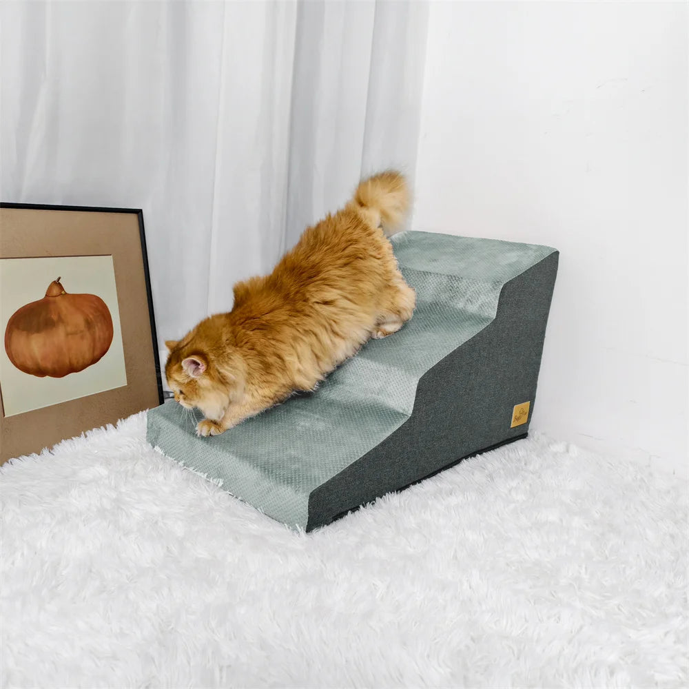 Pet 3/4 Step Stair Dog Cat Ramp - High-Density Foam Stairs