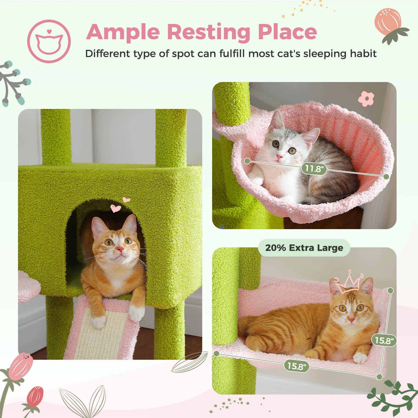 Cactus Cat Tree Floor to Ceiling - Adjustable Cat Tower
