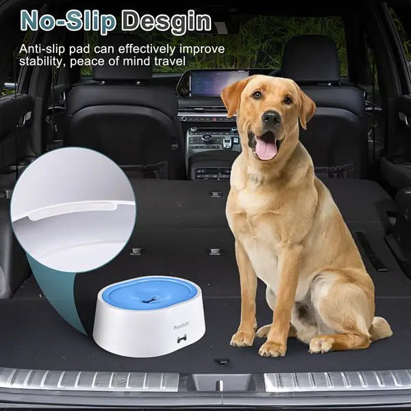 BPA Free 2L/70oz No Spill Dog Water Bowl - Slow Water Feeder Dispenser