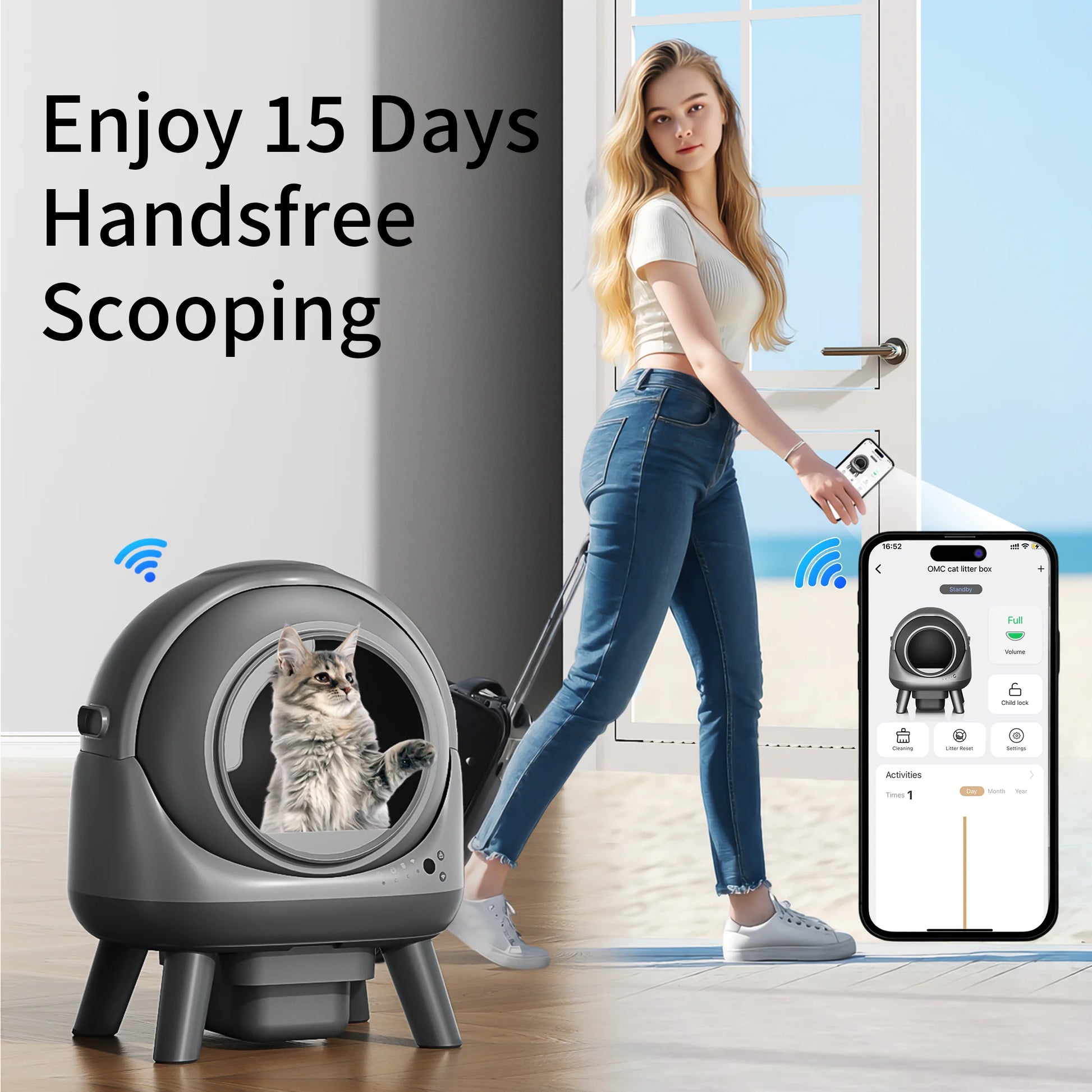REDSASA 75L Automatic Smart Cat Litter Box - Self-Cleaning & App Control