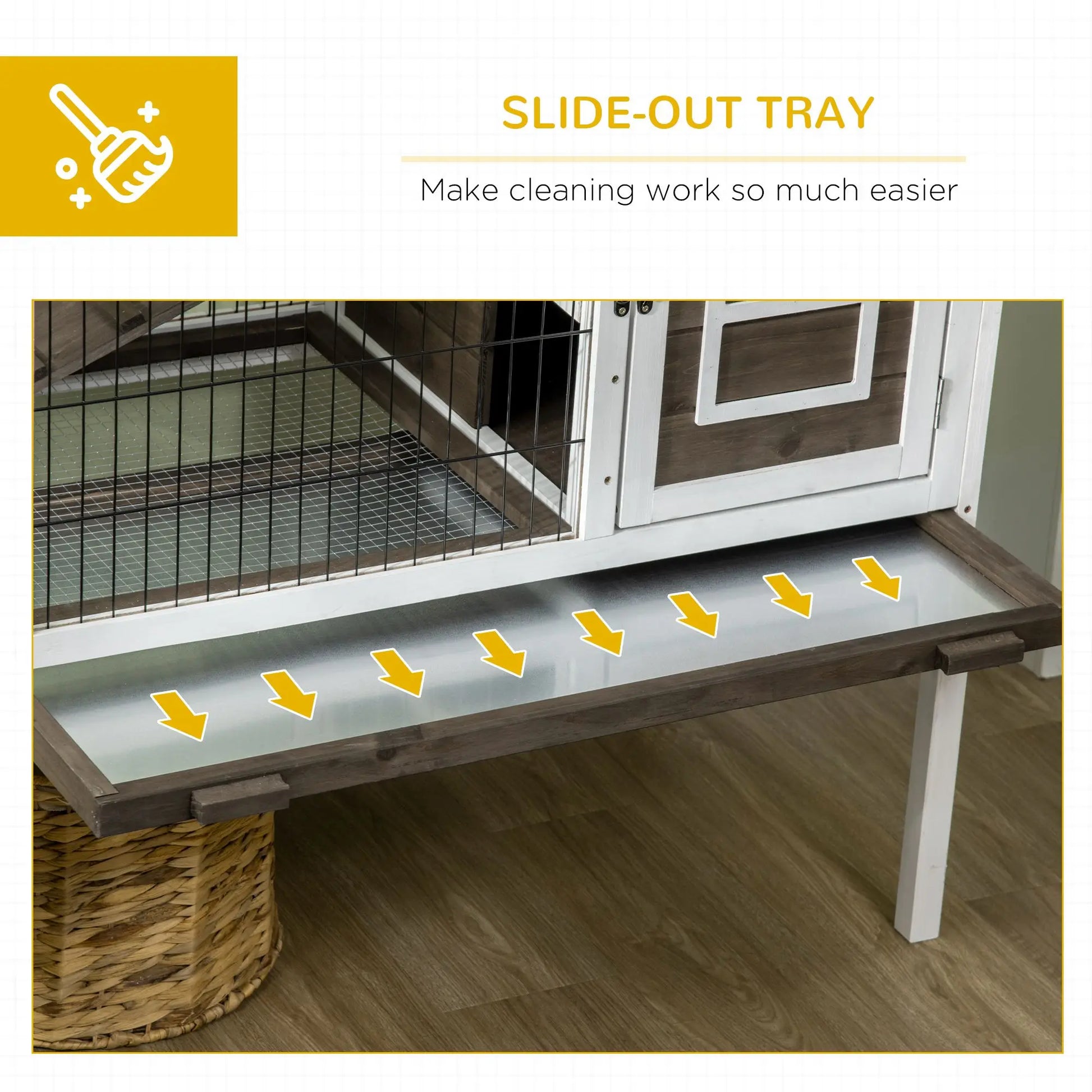 Indoor Coffee-Colored Wooden Rabbit Hutch - Guinea Pig Cage