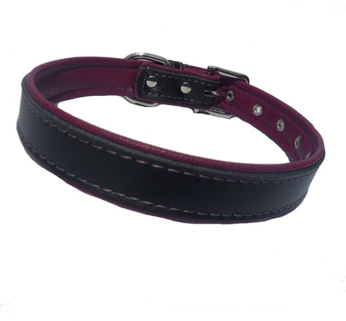 Berry Dog Collar - Strong Faux Leather with Purple Layer