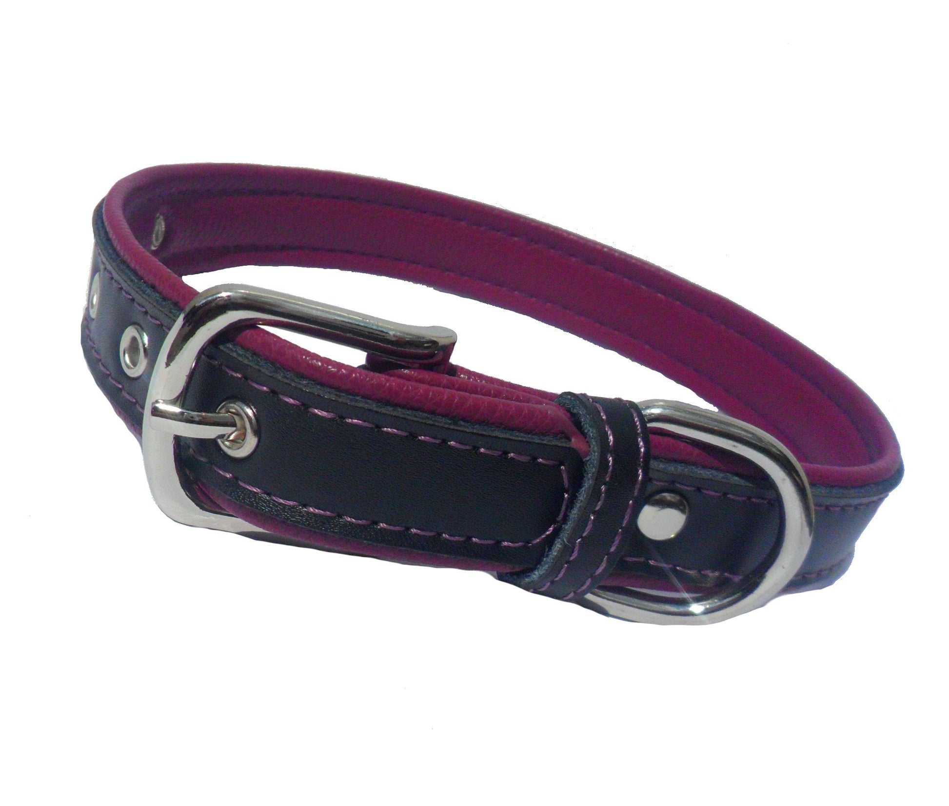Berry Dog Collar - Strong Faux Leather with Purple Layer