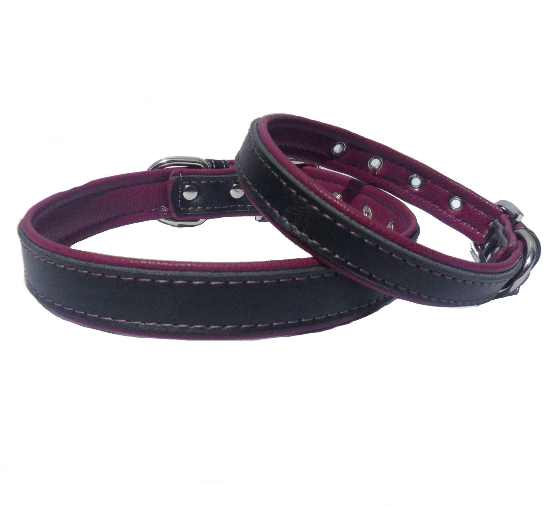 Berry Dog Collar - Strong Faux Leather with Purple Layer