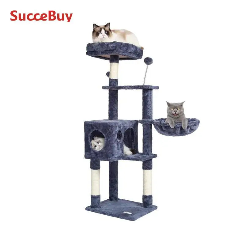 SucceBuy Cat Tree for Indoor Cats (45.2") - Condo, Sisal Post, Hammock