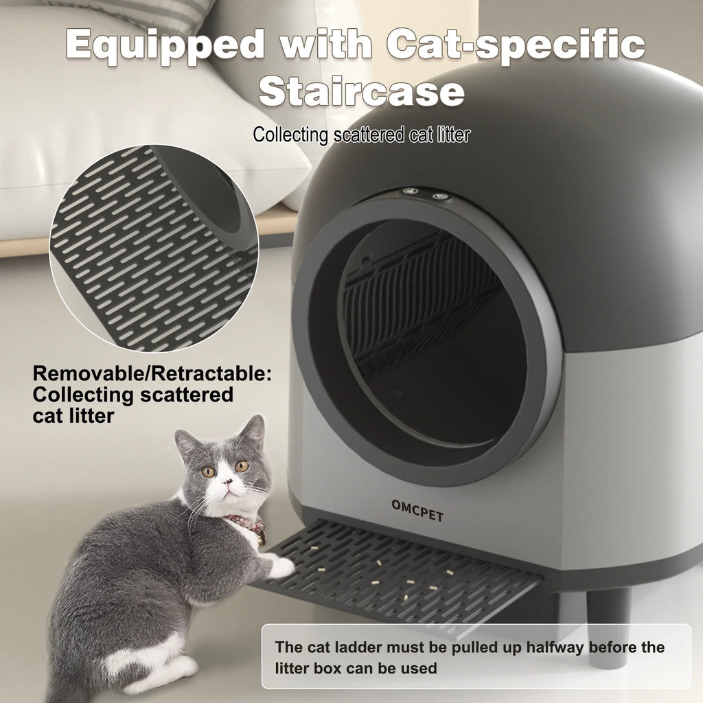 OMCPET Automatic Smart Cat Litter Box - Self Cleaning Sandbox & App Control