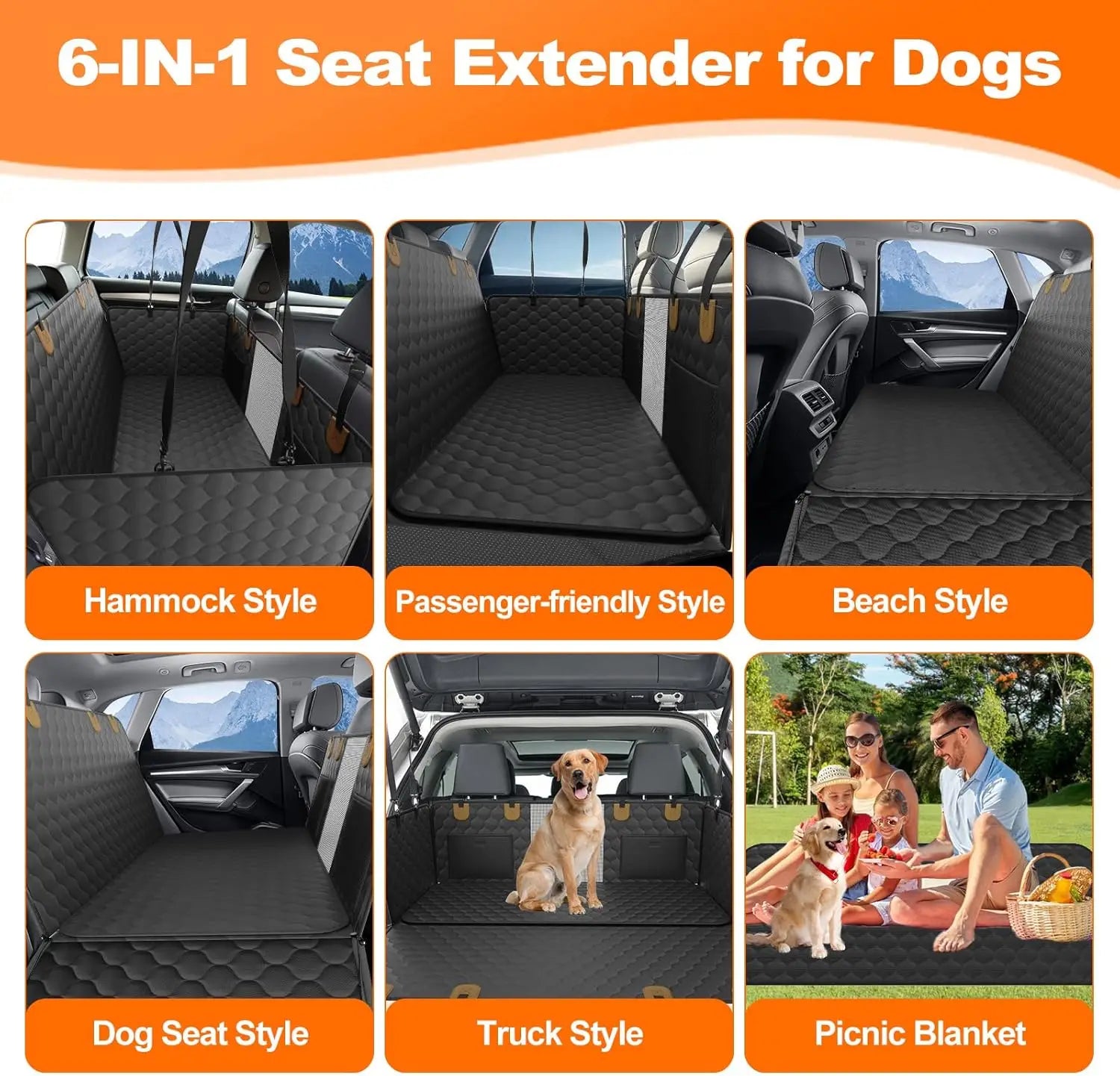 Waterproof Pet Travel Accessories - Foldable Dog Car Seat Cover
