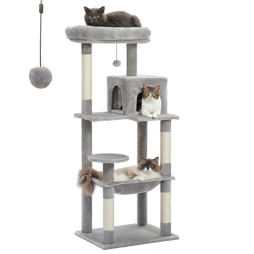 5-Level Cat Tower for Large Cats - Condo, Hammock & Perch