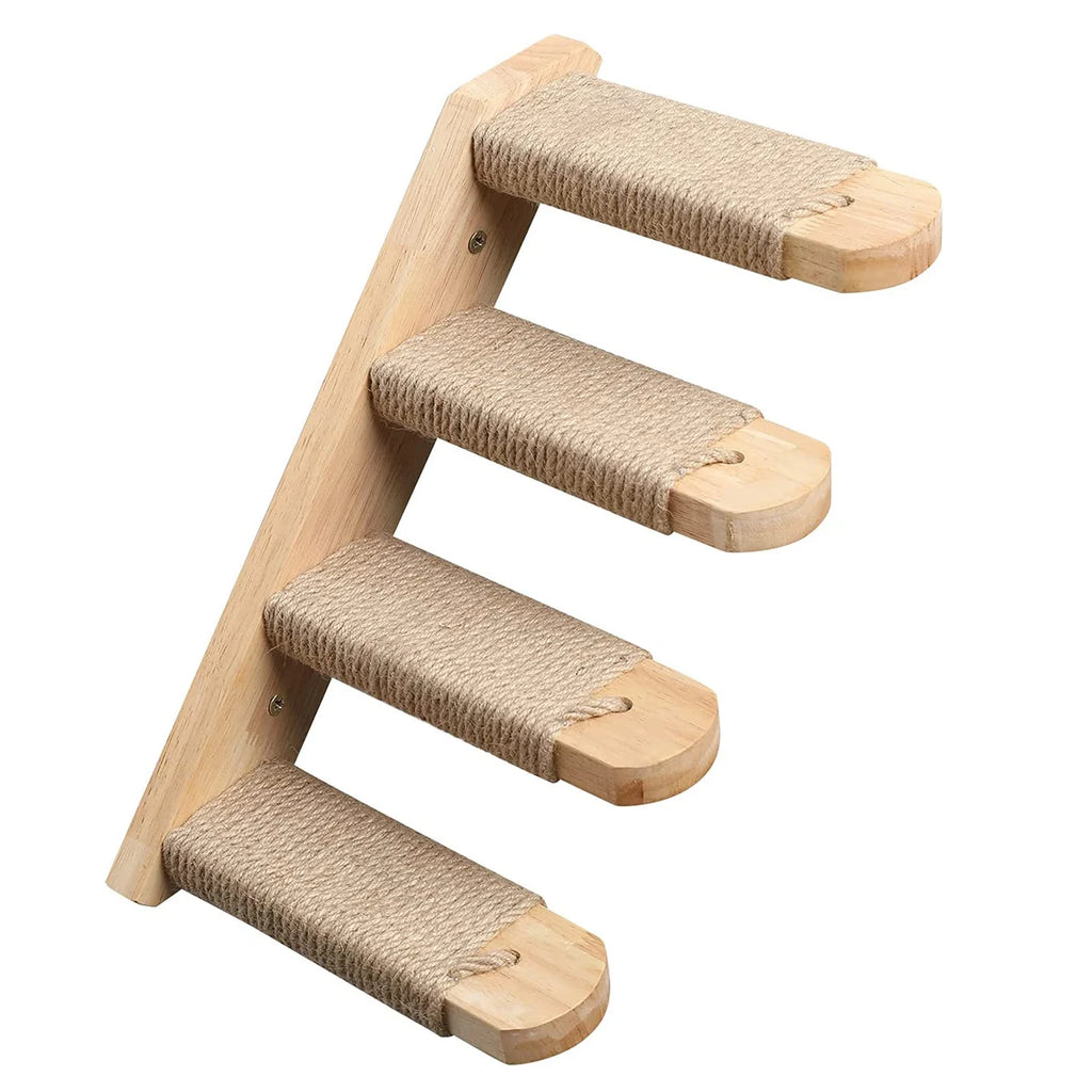 Cat Wall Mounted Wooden Furniture - Climbing Ladder & Cat Hammock