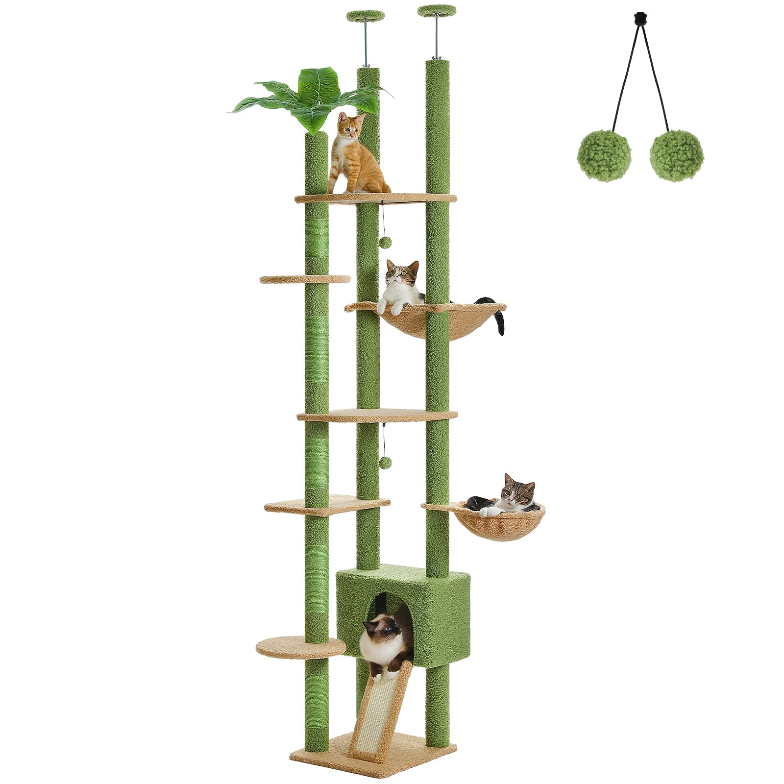 Cactus Cat Tree Floor to Ceiling - Adjustable Cat Tower