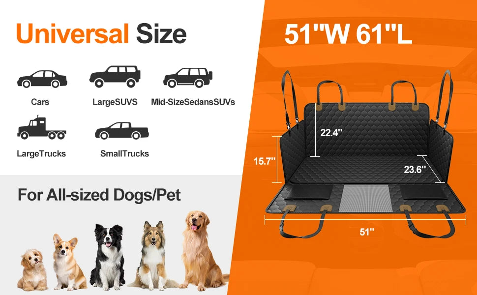 Waterproof Pet Travel Accessories - Foldable Dog Car Seat Cover