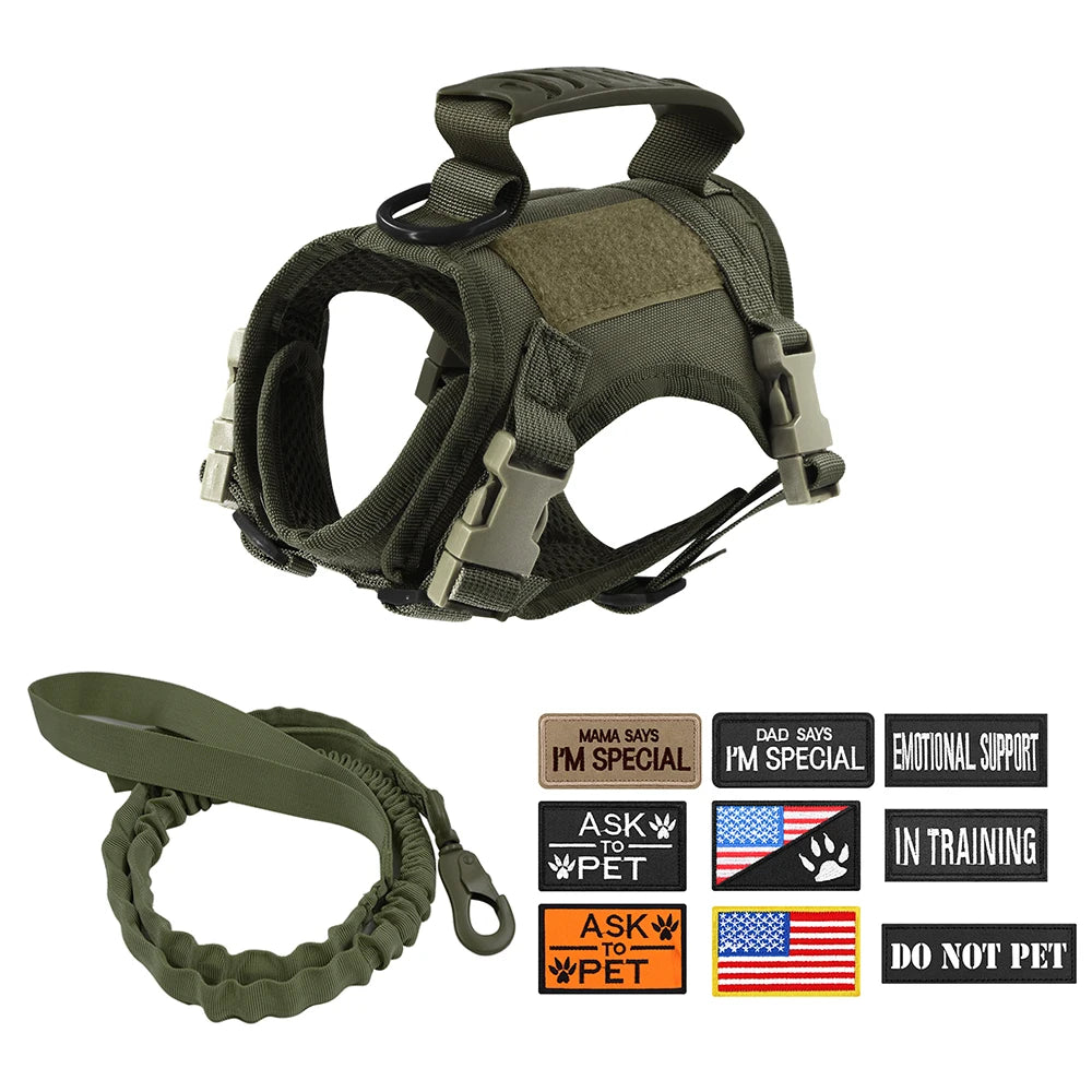 Tactical Cat Harness Leash with 9 Patches - Small Dog Puppy Vest