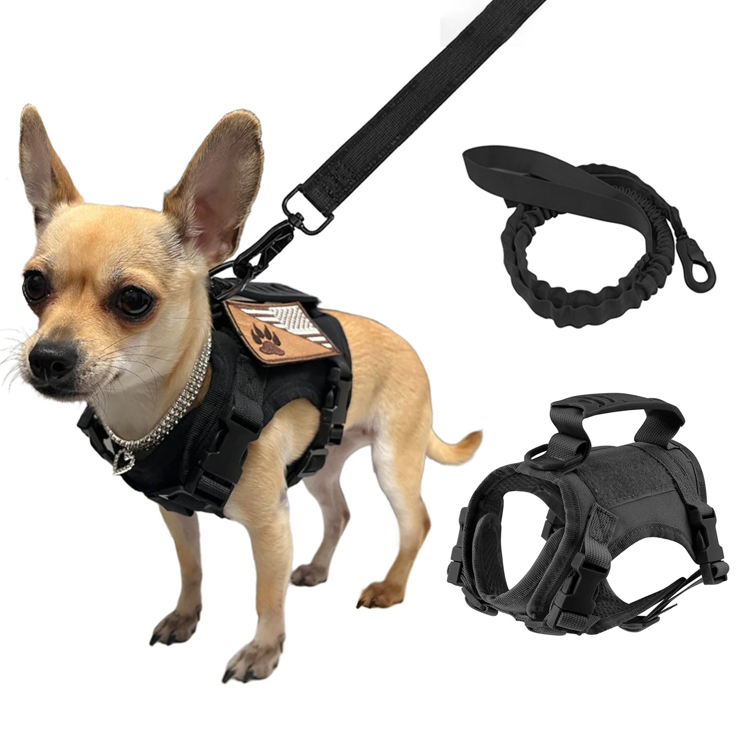 Tactical Puppy Harness Leash Set - Adjustable Vest for Small Dogs