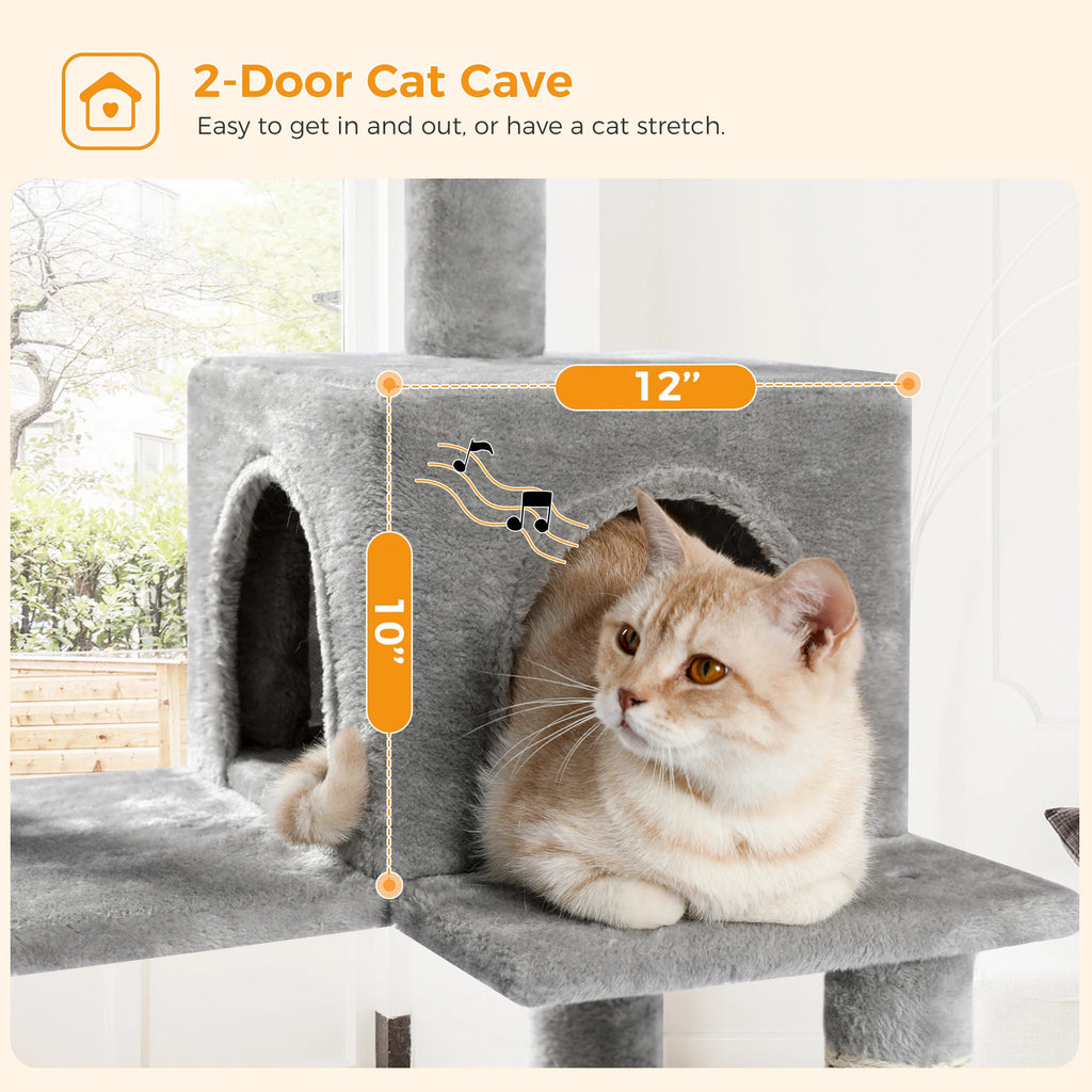 5-Level Cat Tower for Large Cats - Condo, Hammock & Perch