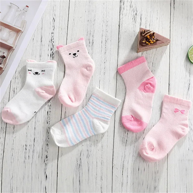 5 Pair/Lot Cotton Baby Socks - Mustache Print for Girls & Boys