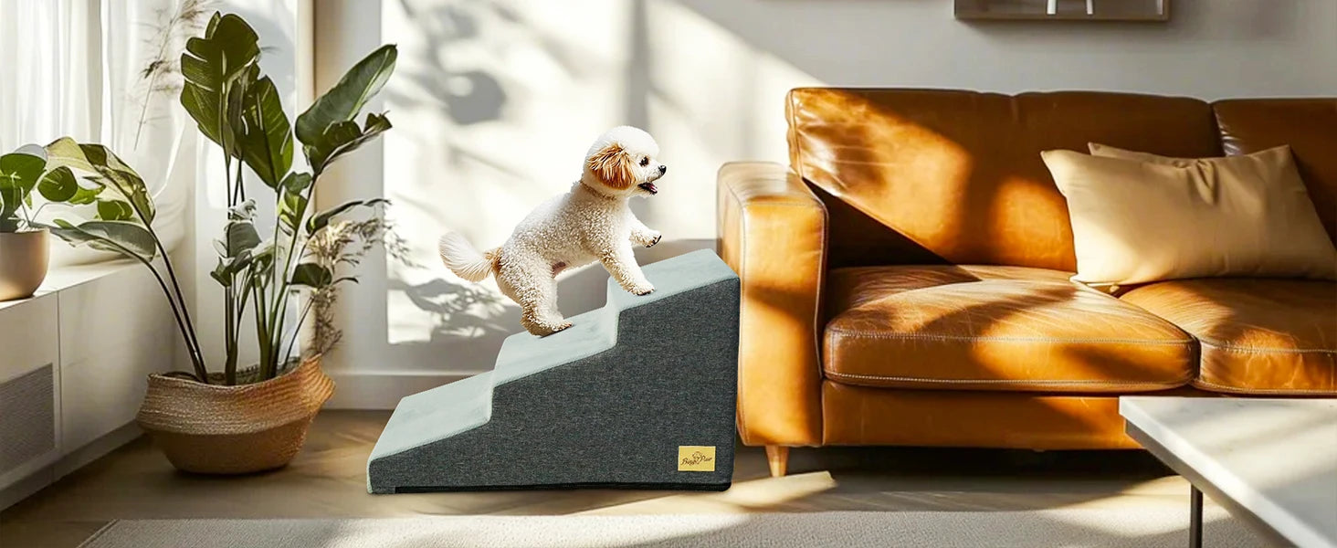 Pet 3/4 Step Stair Dog Cat Ramp - High-Density Foam Stairs