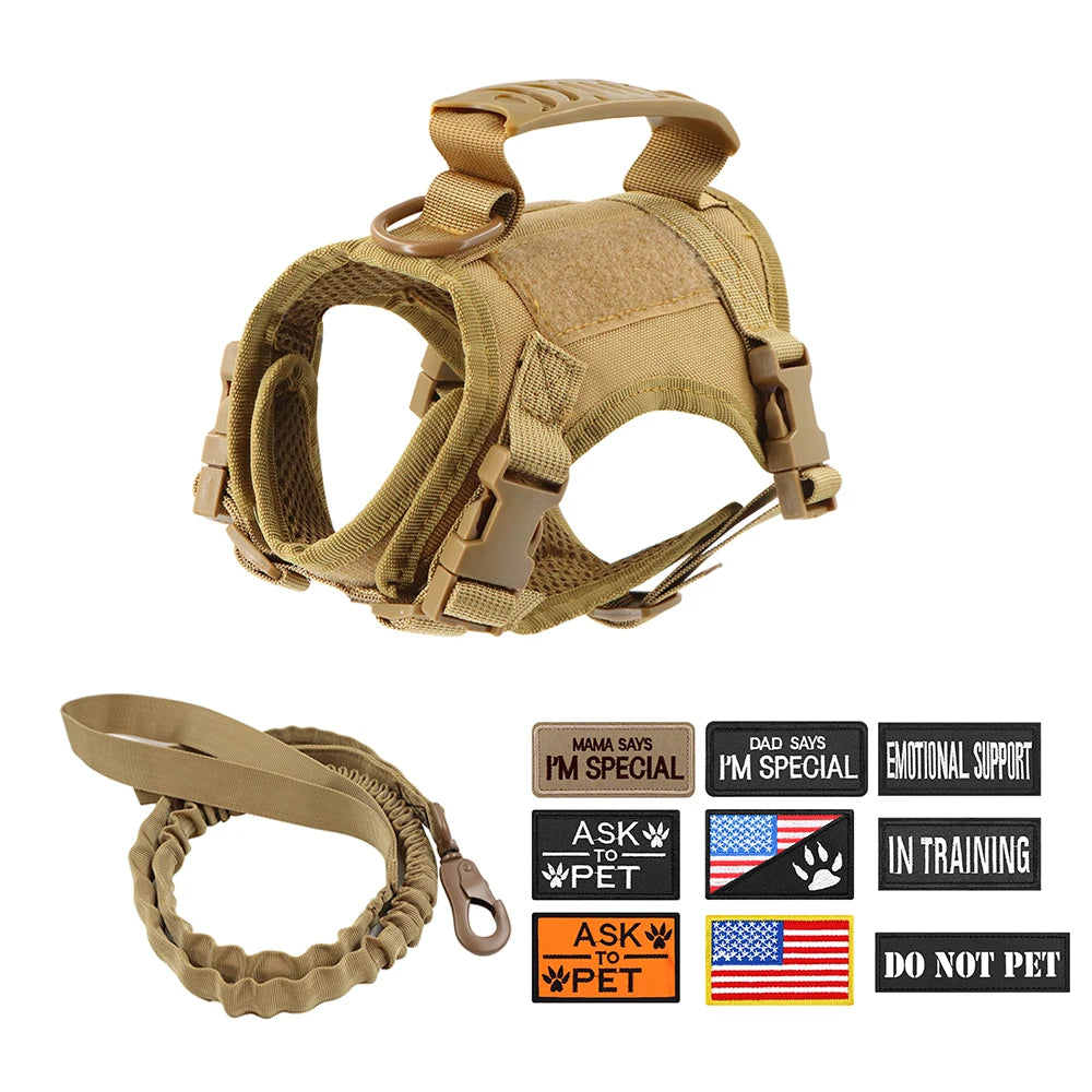 Tactical Cat Harness Leash with 9 Patches - Small Dog Puppy Vest