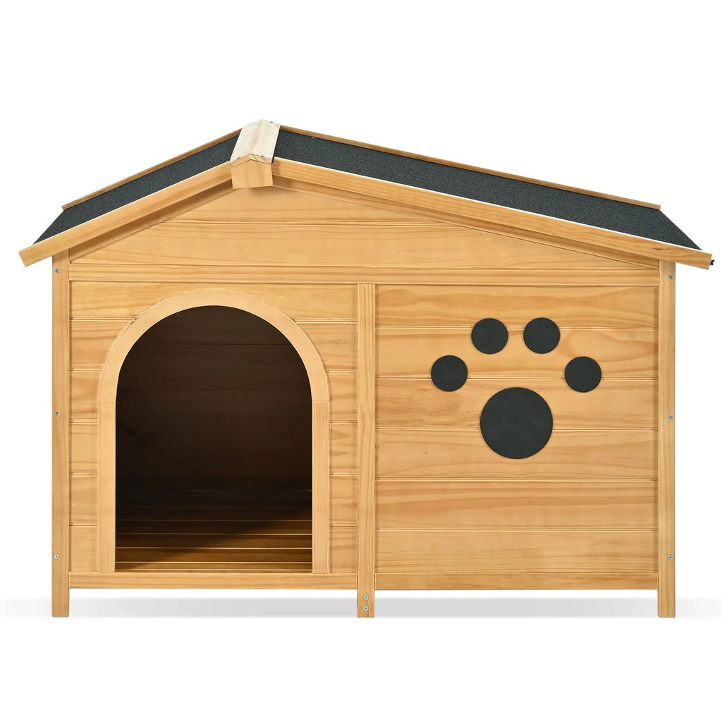 48" Waterproof Wooden Dog House - Asphalt Roof & Fencing