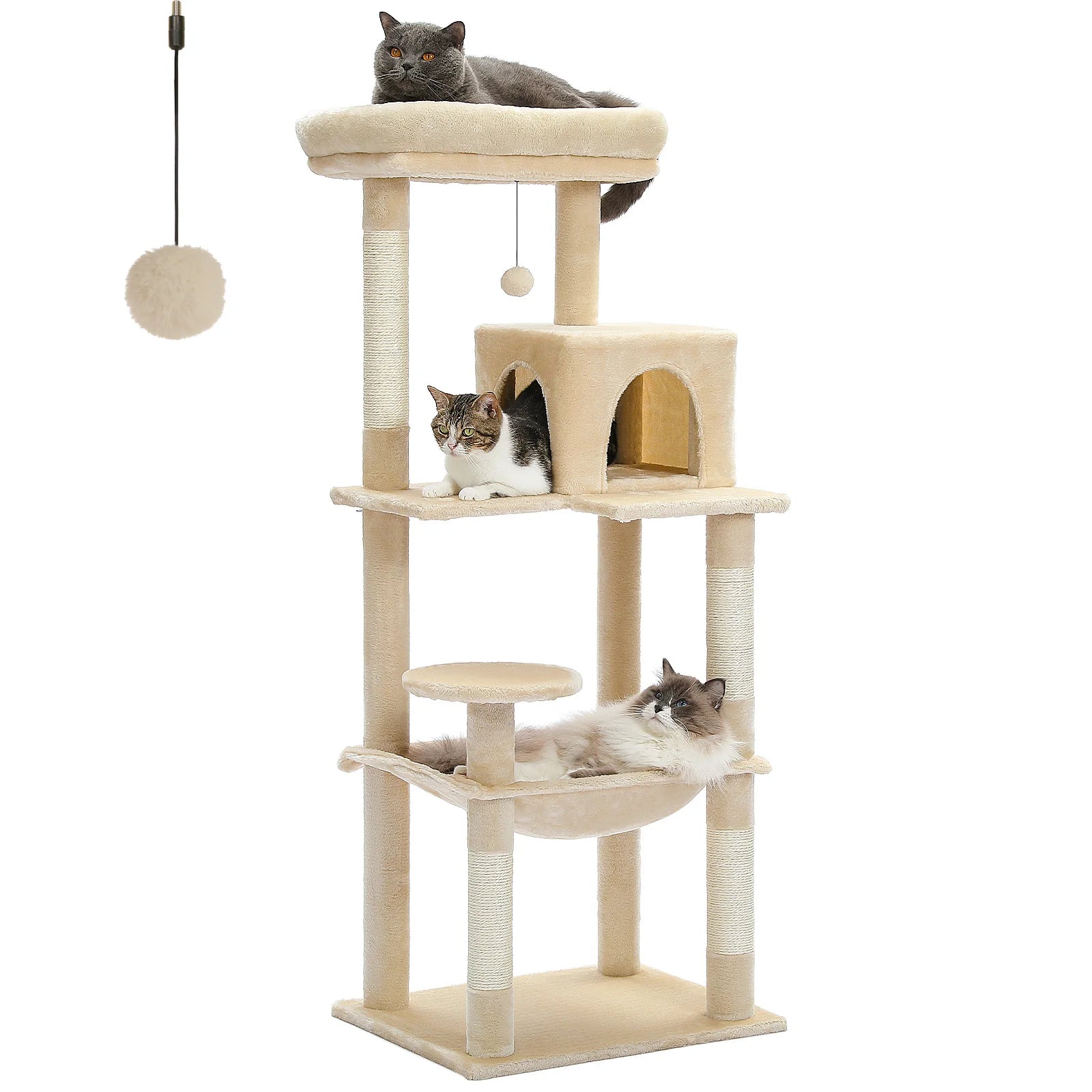 5-Level Cat Tower for Large Cats - Condo, Hammock & Perch