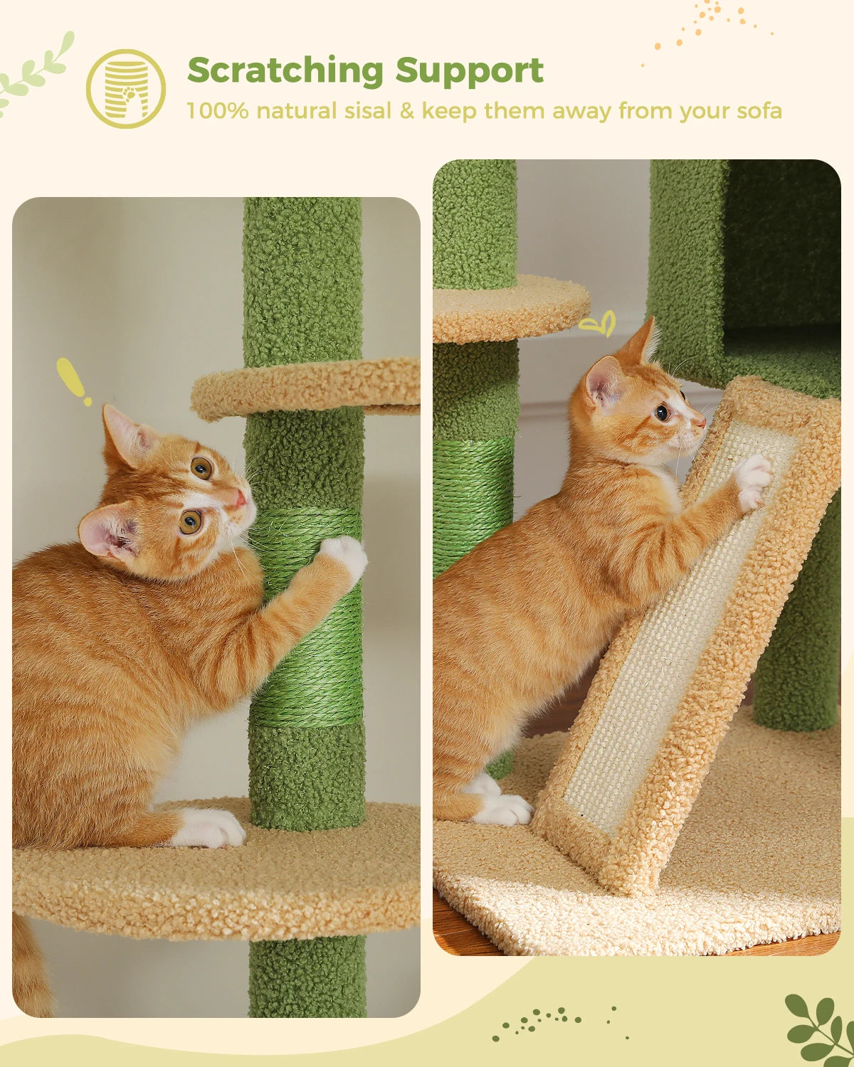 Cactus Cat Tree Floor to Ceiling - Adjustable Cat Tower
