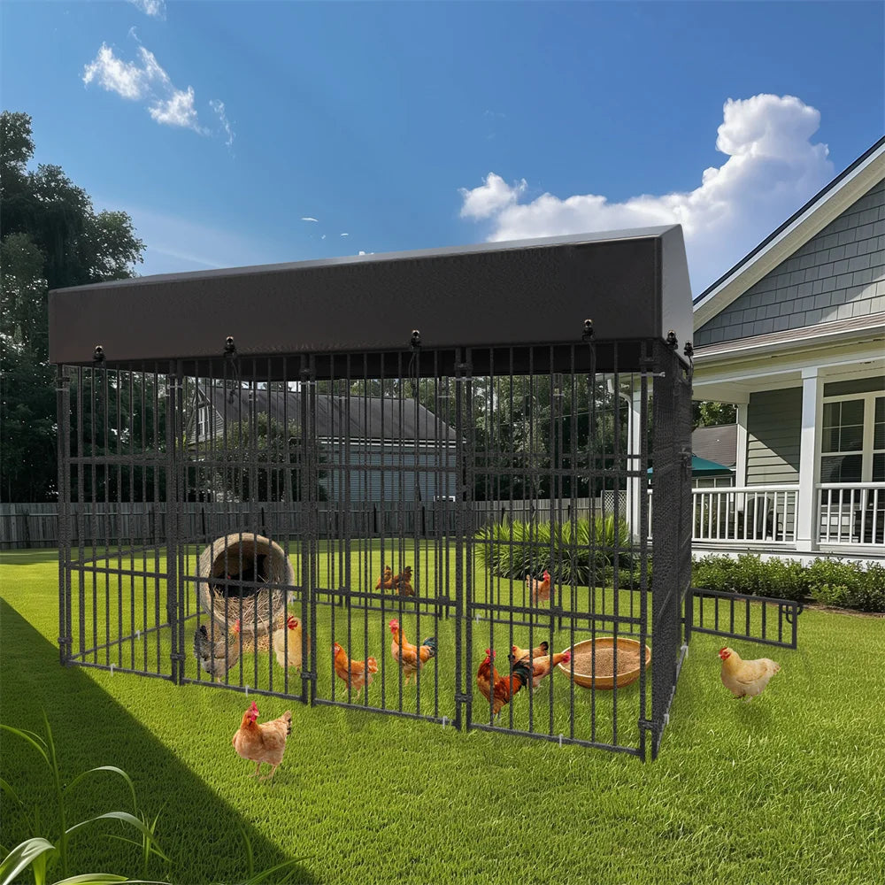 Heavy Duty Large Dog Kennel - Pet Welded Metal Playpen with Roof