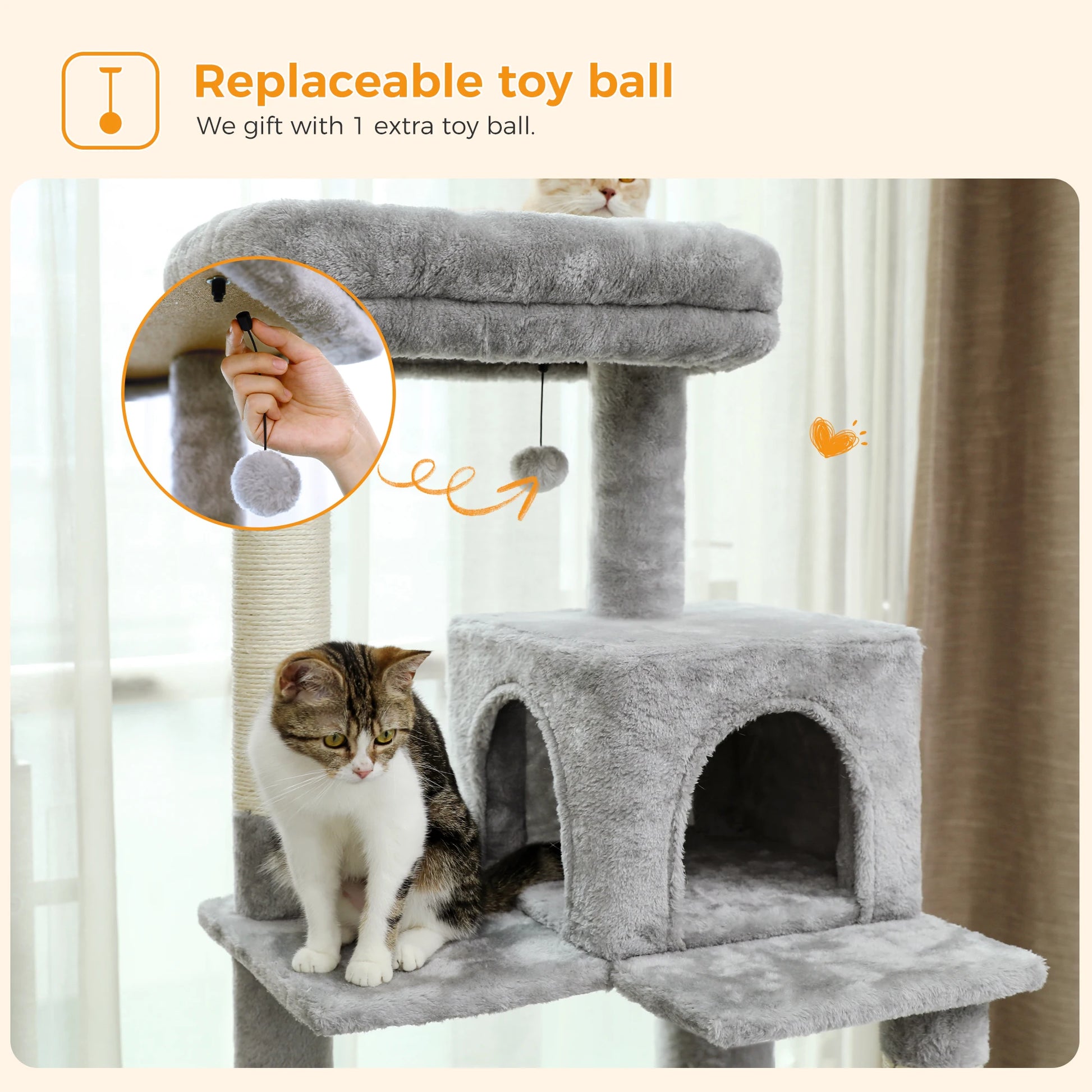 5-Level Cat Tower for Large Cats - Condo, Hammock & Perch