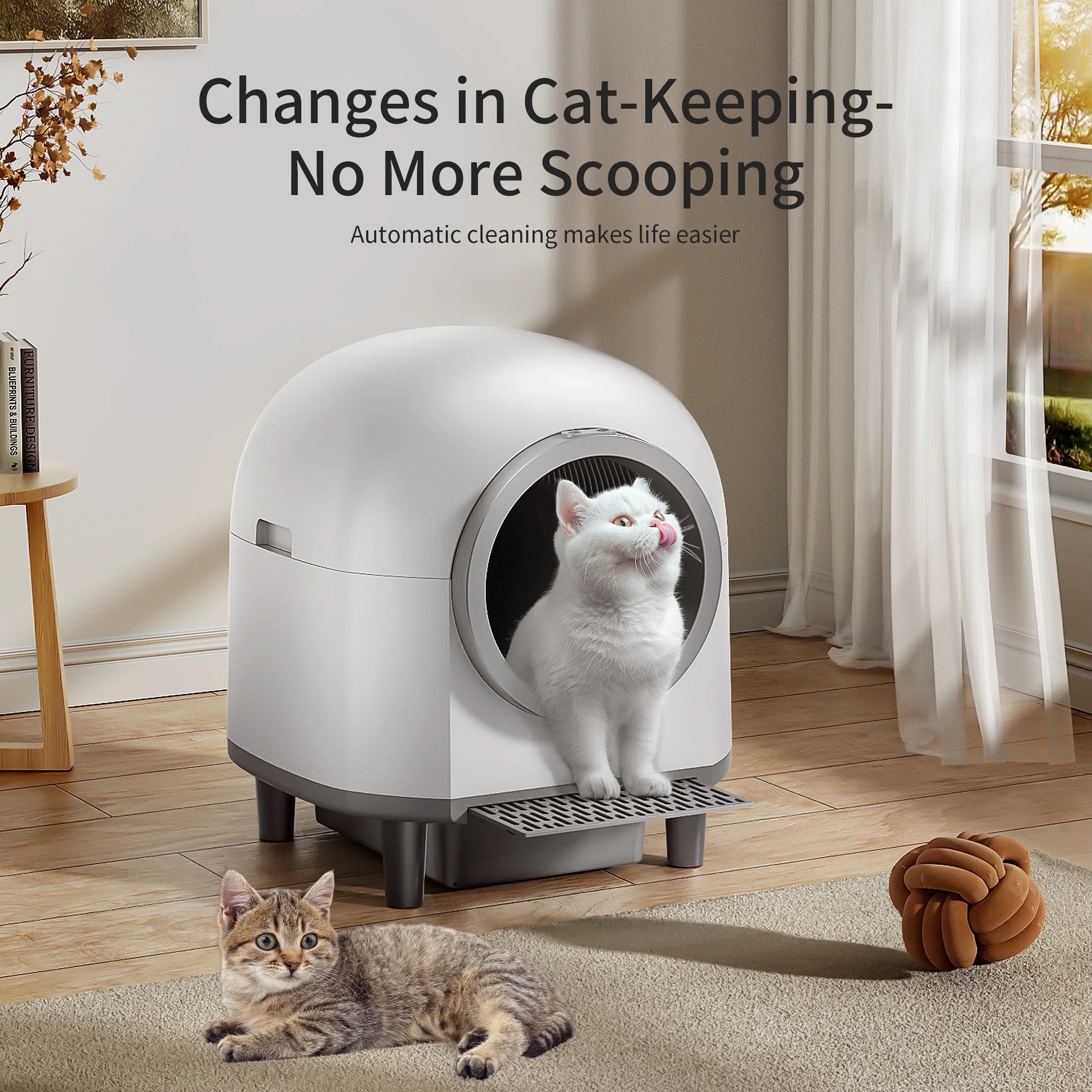 OMCPET Automatic Smart Cat Litter Box - Self Cleaning Sandbox & App Control