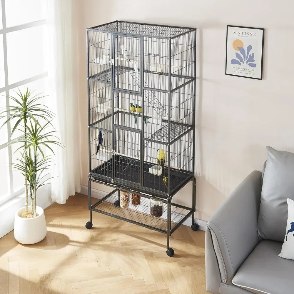 Height Large Bird Cages - Parrot Cage Wide Flight Metal Cage