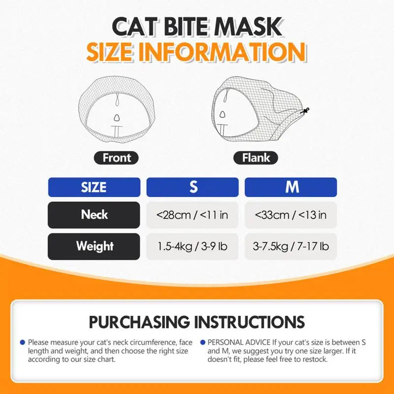 Cat Hood Anti-Bite Breathable - Kitten Face Protection Muzzle