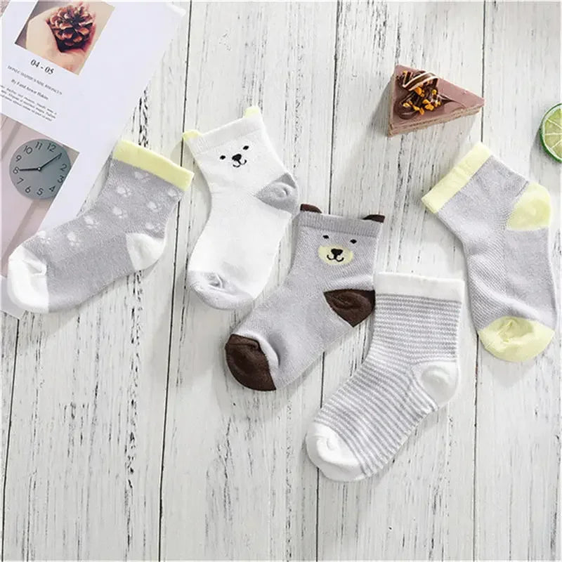5 Pair/Lot Cotton Baby Socks - Mustache Print for Girls & Boys