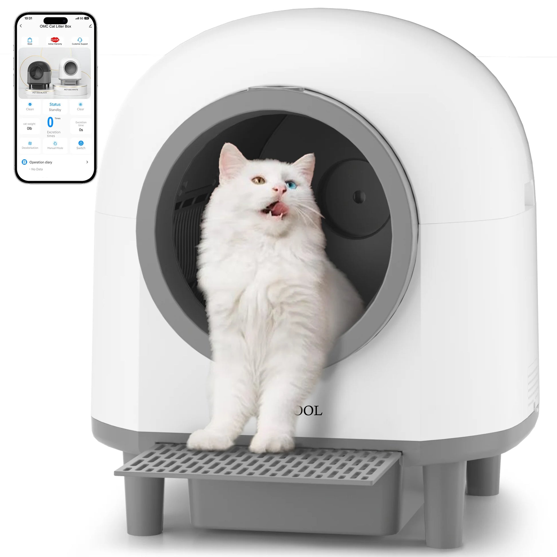 OMCPET Automatic Smart Cat Litter Box - Self Cleaning Sandbox & App Control