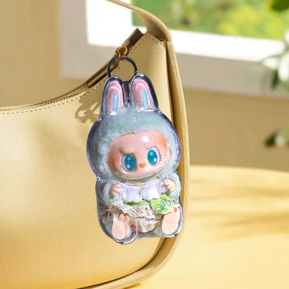 For Labubu Transparent Protective Cover 1-5PC Monster Toy Elf Doll Case Storage Box Cute Elf Plushie Display Cover for Doll Gift