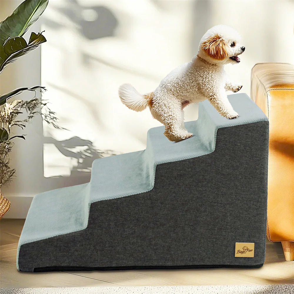 Pet 3/4 Step Stair Dog Cat Ramp - High-Density Foam Stairs