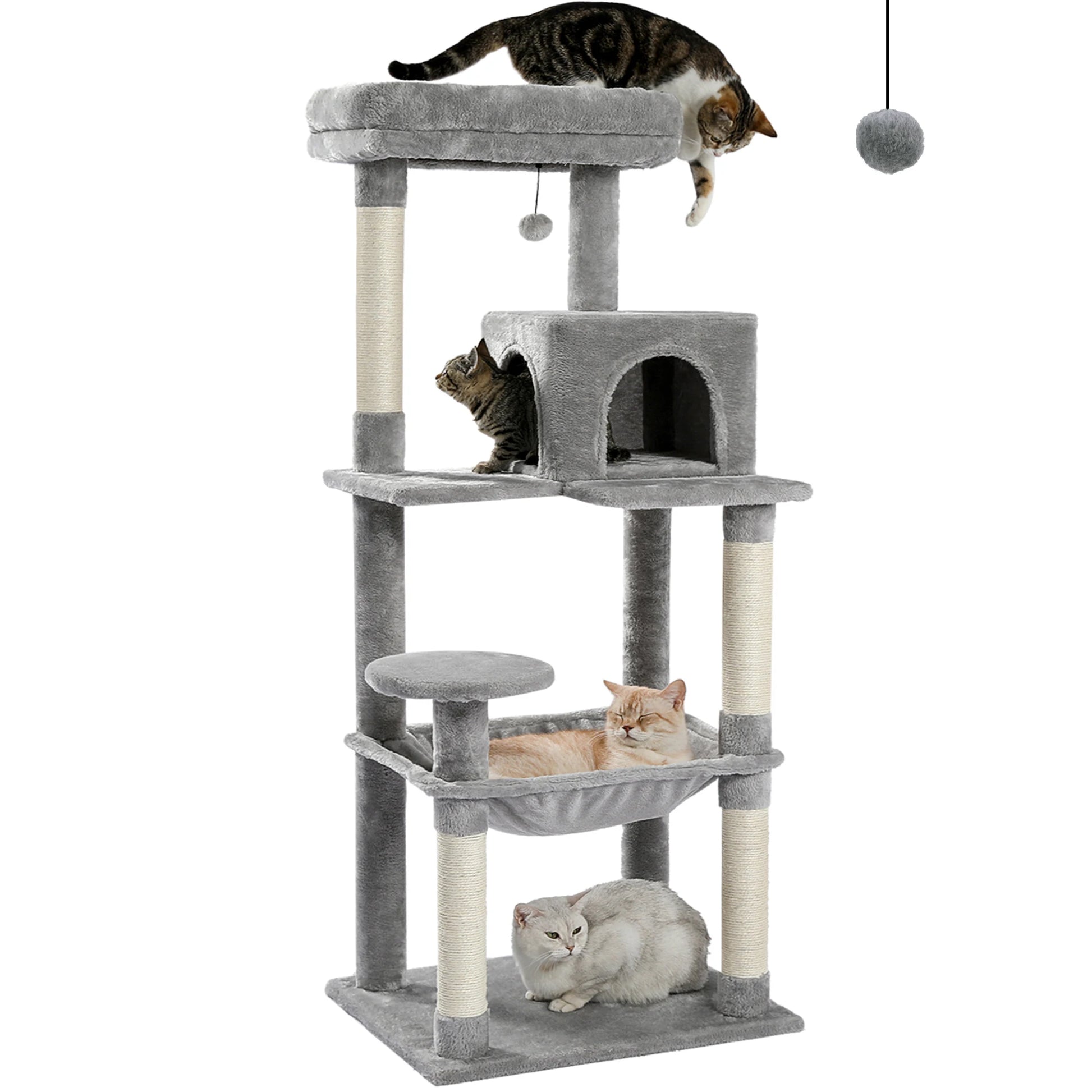 5-Level Cat Tower for Large Cats - Condo, Hammock & Perch