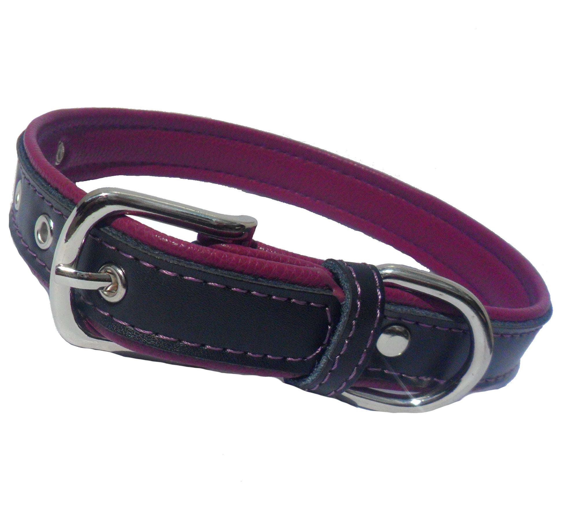 Berry Dog Collar - Strong Faux Leather with Purple Layer