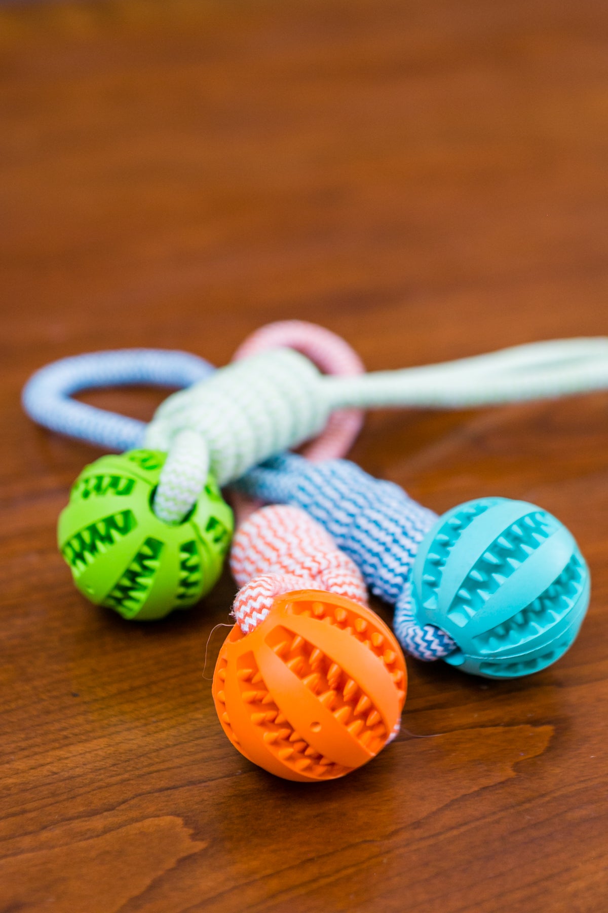 Durable Rubber Ball Chew Toy with Cotton Rope - Interactive for Dogs